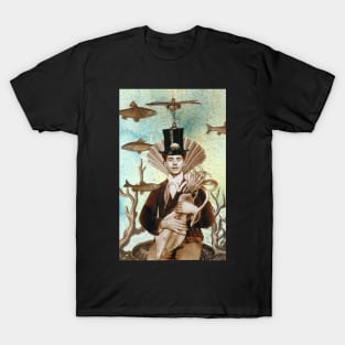 Steampunk Undersea Portrait with Squid T-Shirt